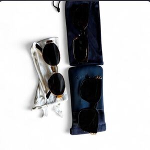Three Pairs of Sunglasses with Pouches - Black and Tortoiseshell Accents